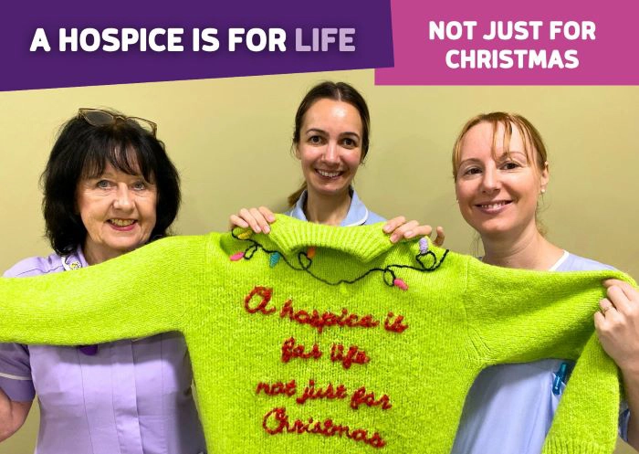 Hospice nurses with a Christmas jumper